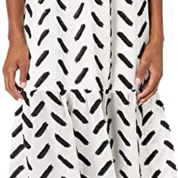 ALI + Jay A-Line Embroidered Dress BNWOT Sz Large Black White Ruffle Hem - Picture 10 of 10